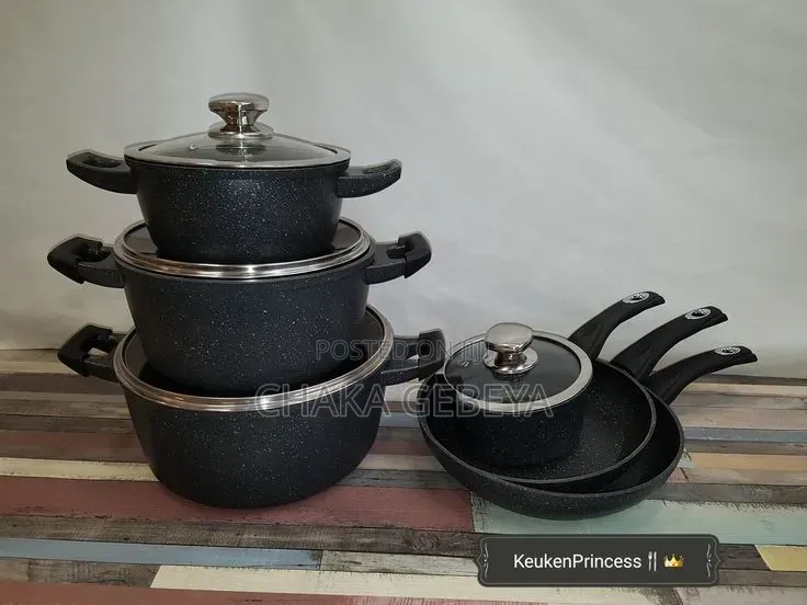 Vmigo 14-Piece Granite Cookware Set - Non-Stick, Oven Safe, Heavy Duty