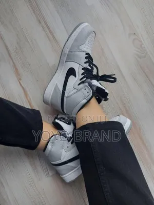 Nike Air Jordan 1 Mid Sneakers Light Smoke Grey, White, and Black