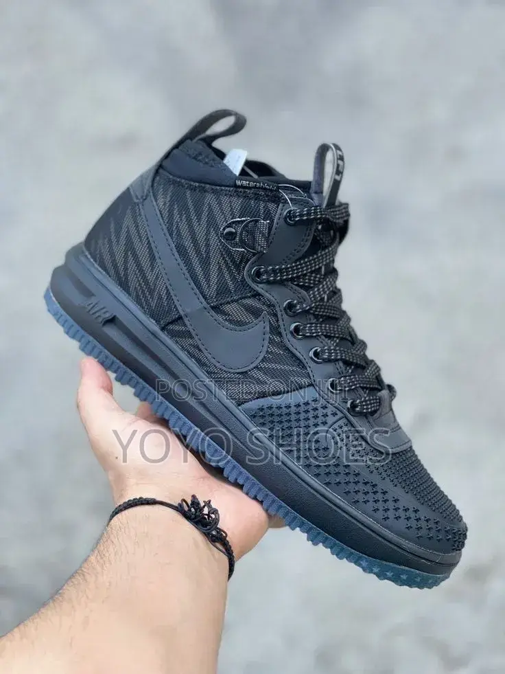 Nike Lunar Force 1 Duckboot in a Triple Black Unisex Fashion Boots