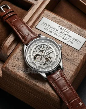 Tevise Mechanical Skeleton Watch and a Brown Leather