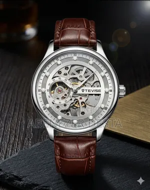 Tevise Mechanical Skeleton Watch and a Brown Leather