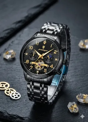 Poedagar Wristwatch Features a Black Stainless Steel Band