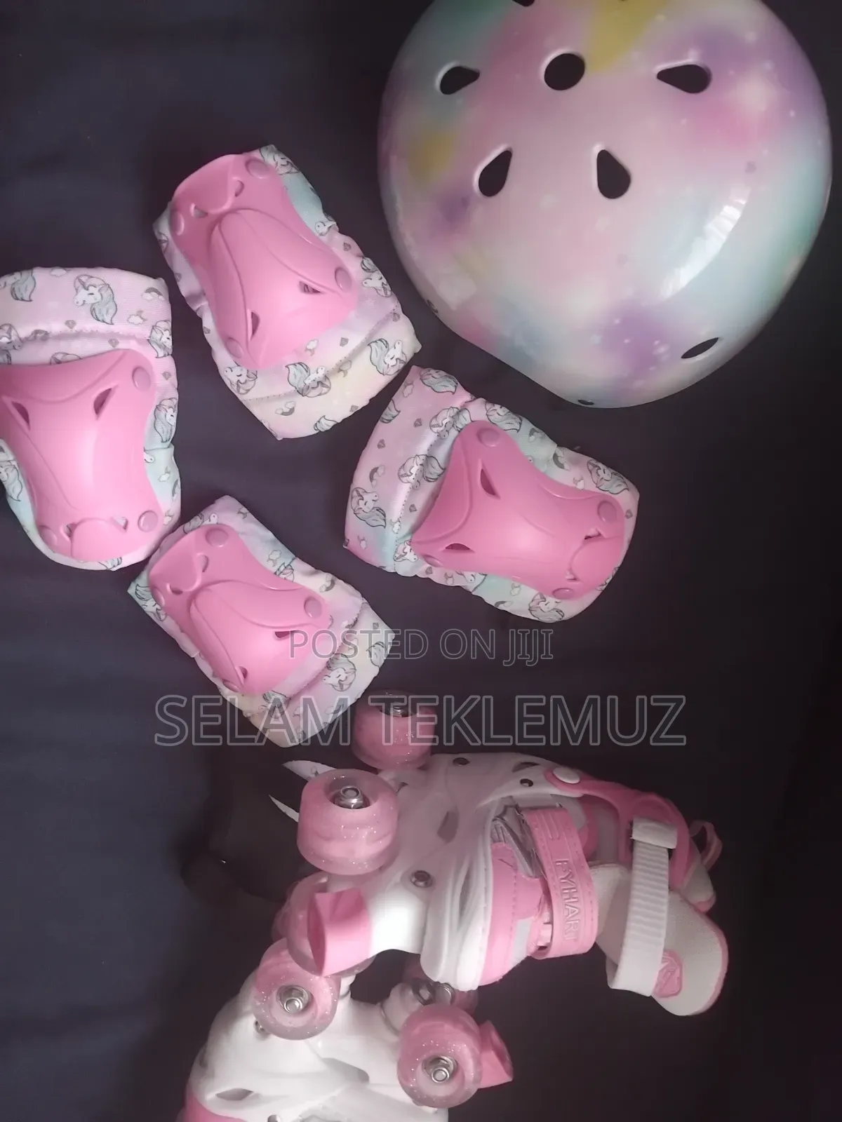 Roller Skates, Helmet Pads Set – Pink, Adjustable Size