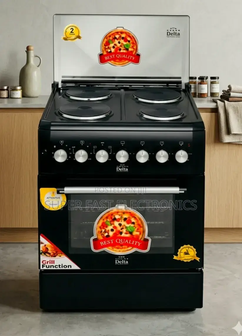 Delta Oven 60×60cm Freestanding Electric Cooker – 4 Hotplates Oven