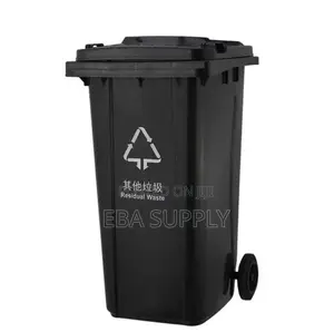120l Waste Trash Can With Wheels Lid – Black