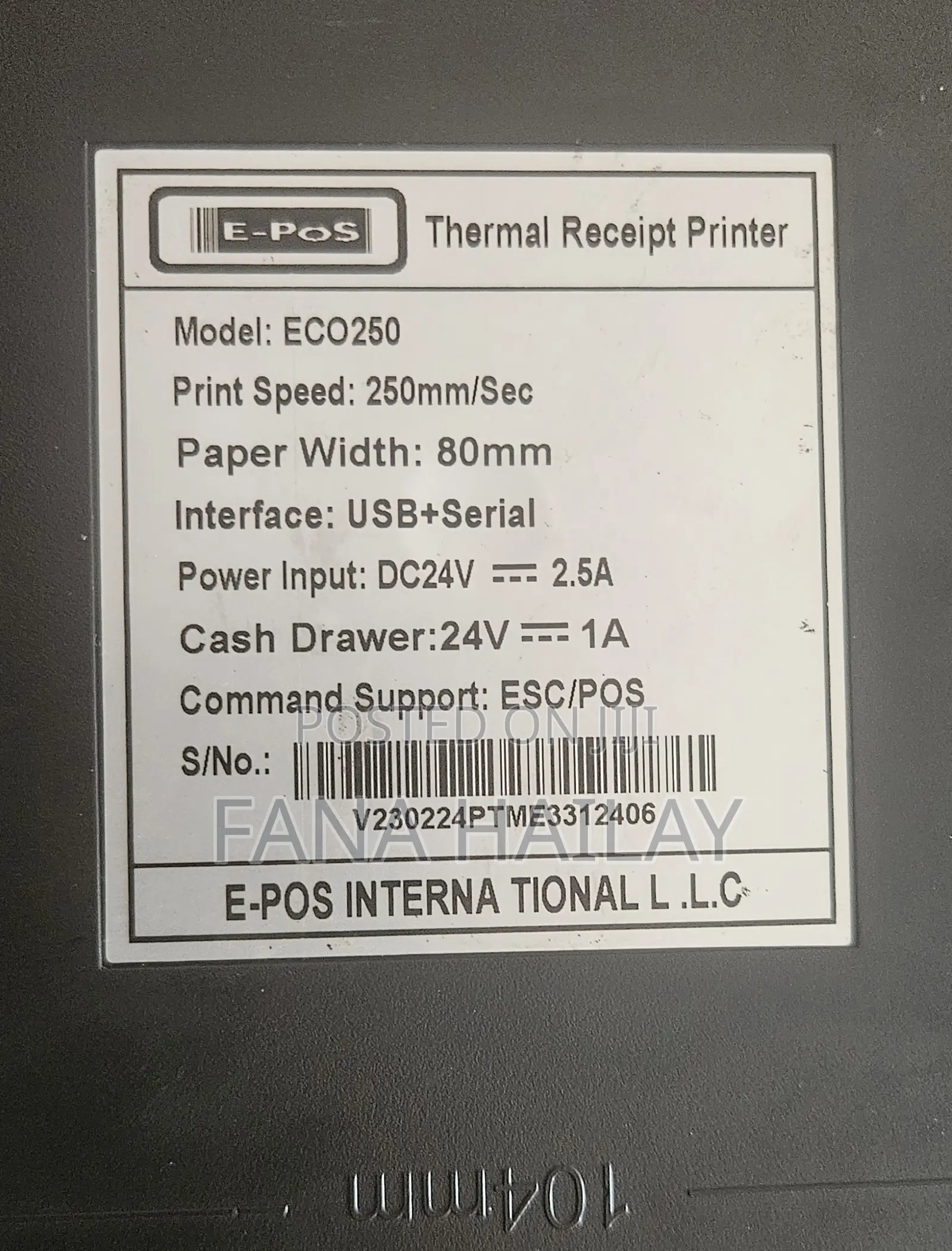 E-Pos Thermal Receipt Printer + Barcode Sanner