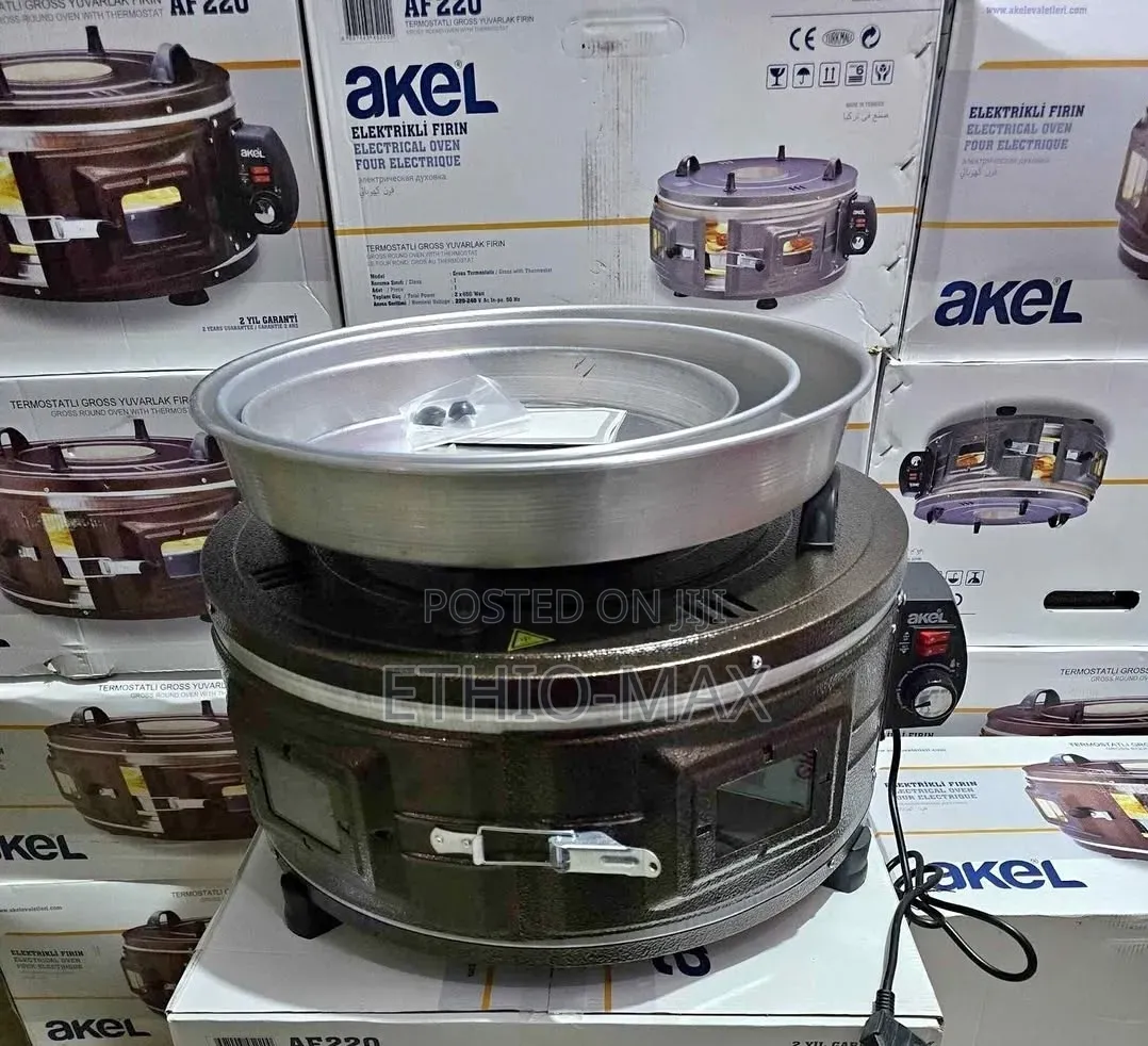 Akel Round Oven,3 Aluminum Trays Included | Multi-Function Baking Oven