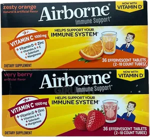 Airborne Immune Support Tablets, Zesty Orange Flavor With Vitamin C +