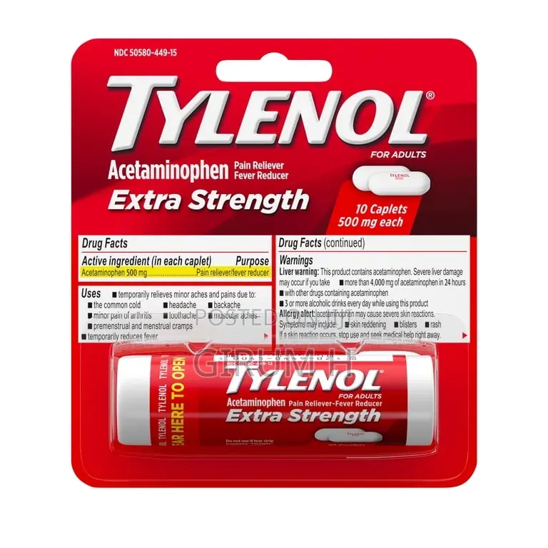 Tylenol Extra Strength Caplets, 500mg of Acetaminophen for Pain Relief
