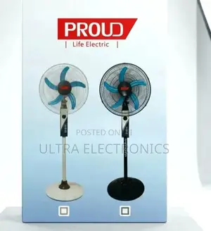 Product Box For Proud Brand Pedestal Fans, Featuring A 5-wing Design