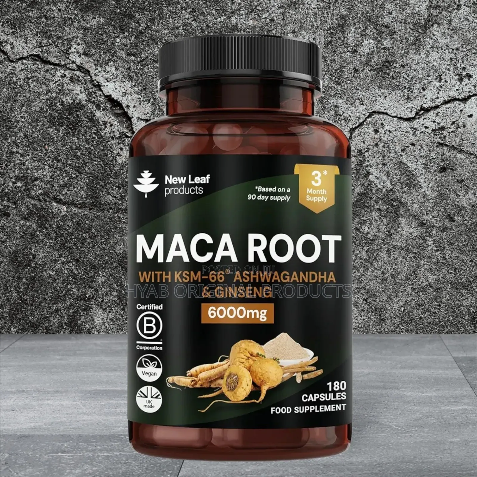 Maca Root Capsules With KSM Ashwagandha and Ginseng - 180 Capsules