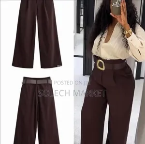 Zara Brown Wide-Leg Pants