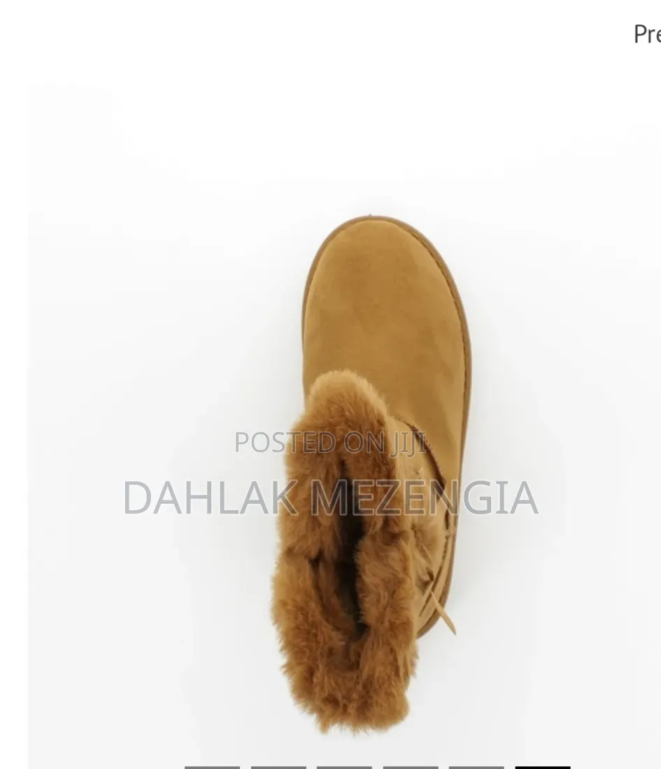 Girls Bow Fluffy Boots - Brown