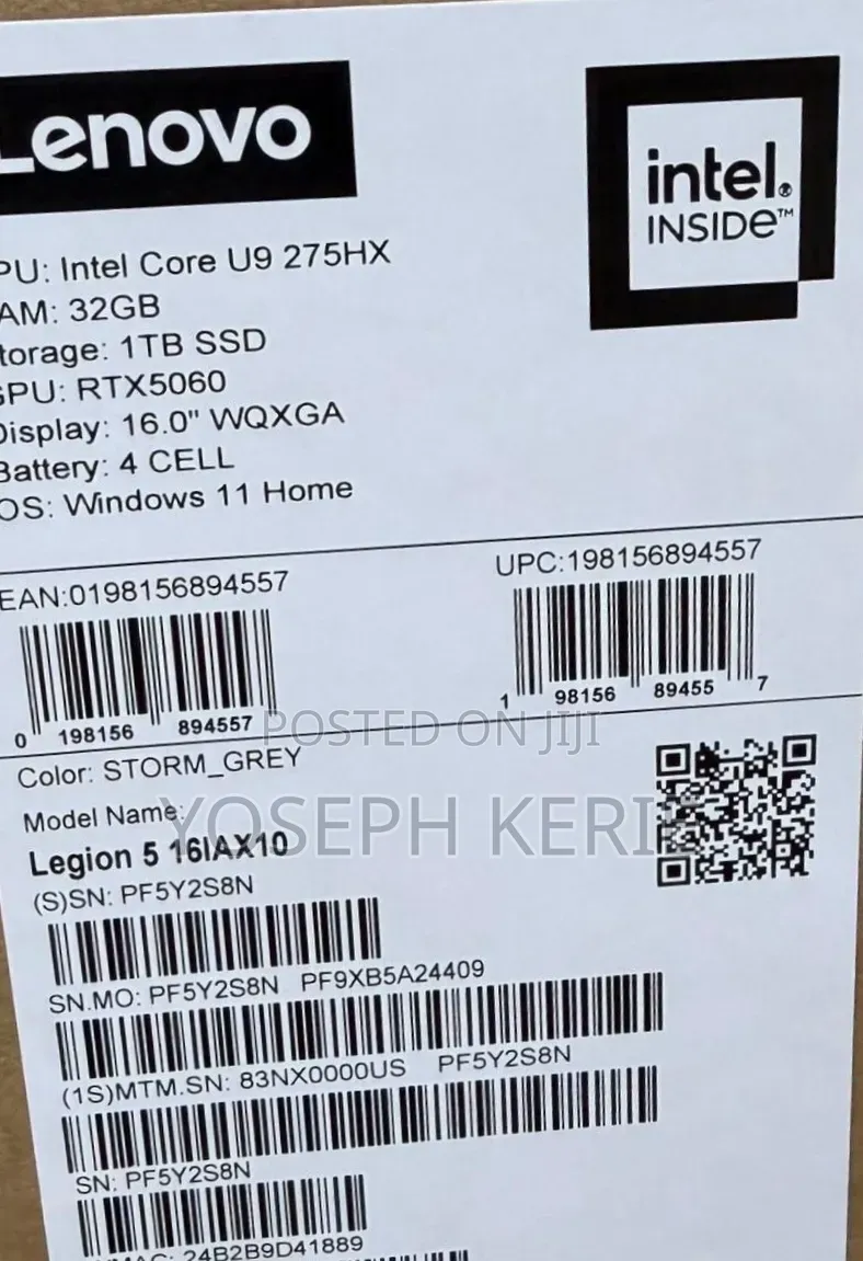 New Laptop Lenovo Legion 5 32GB Intel Core Ultra 9 SSD 1T