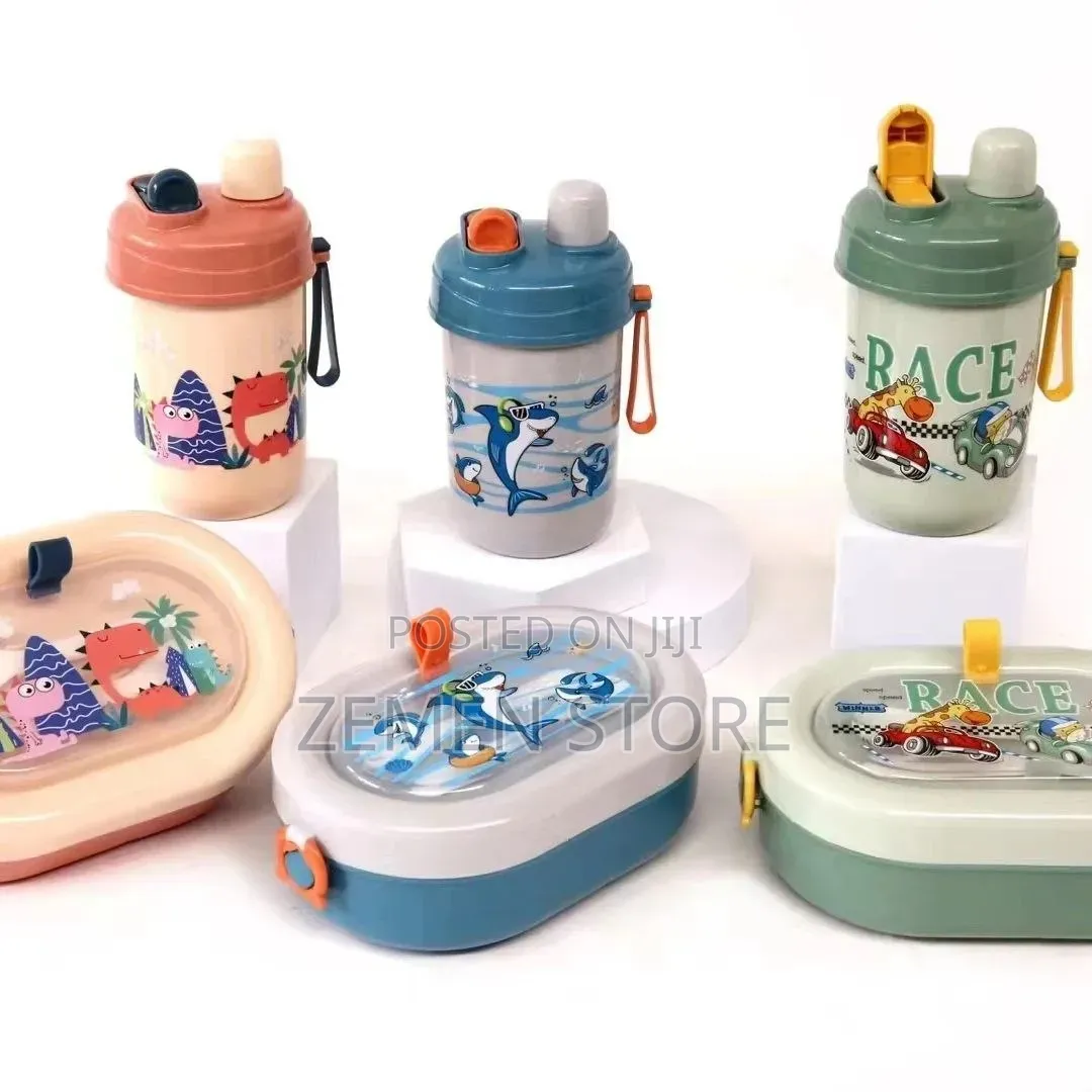 Kids Cute Dinosaur Lunch Box and Bottle Set የልጆች የምሳ ዕቃ ከነ የዉሃ ኮዳ