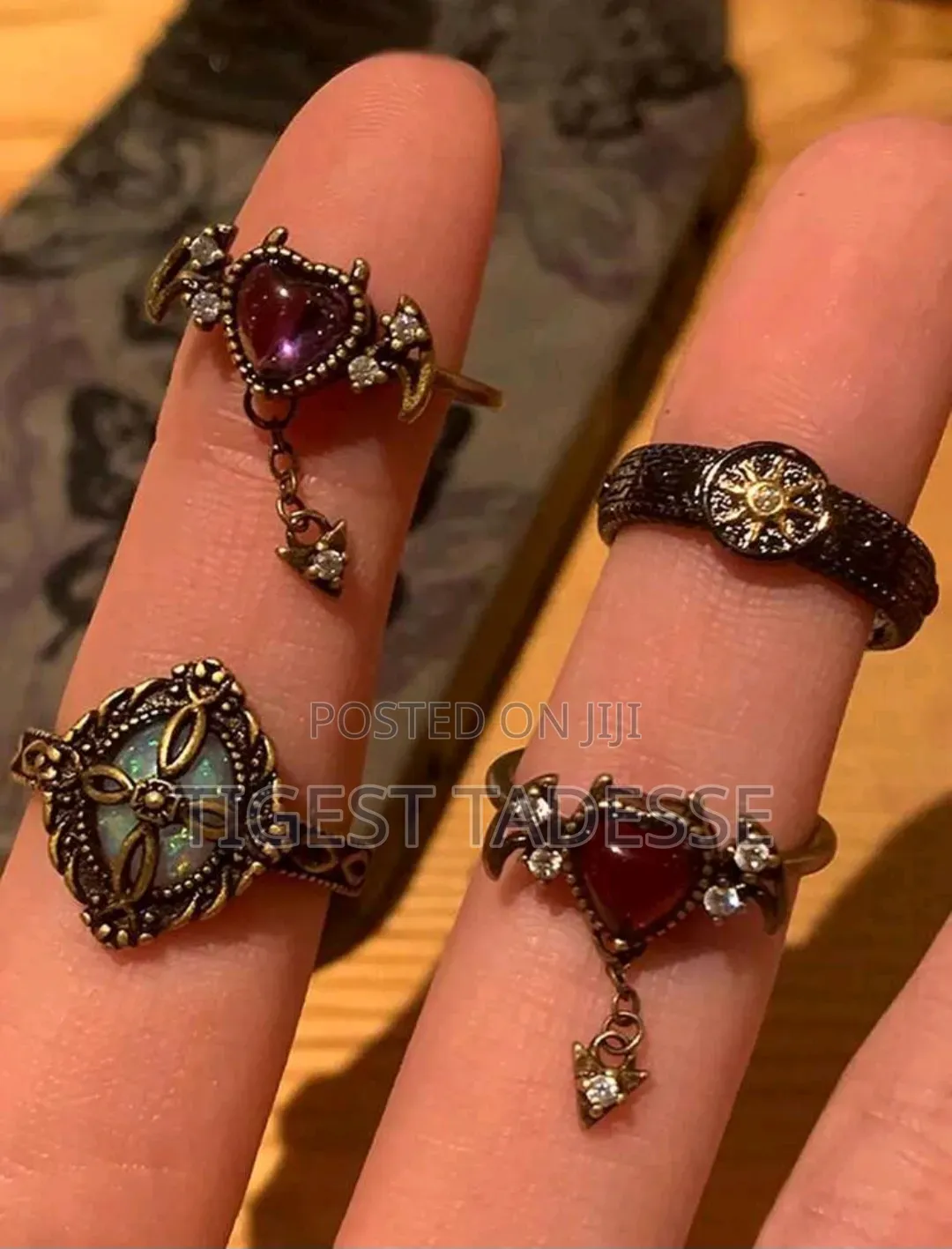 4pcs Gothic Vintage Fashion Rings 