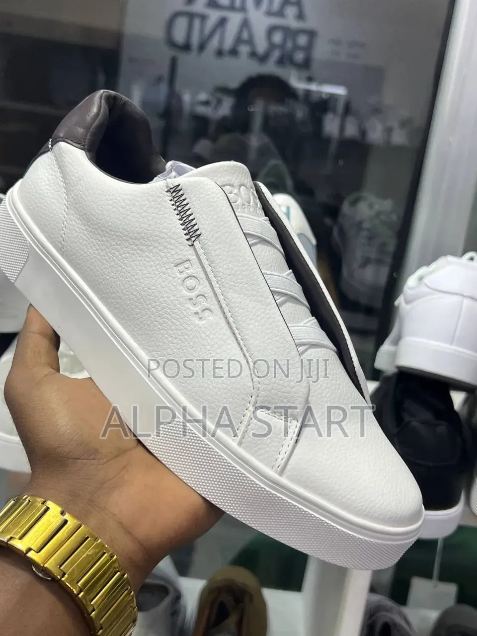 Boss Uig White High Master Quality Smooth Flat Lather Shoes for Man's