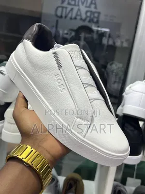 Boss Uig White High Master Quality Smooth Flat Lather Shoes for Man's