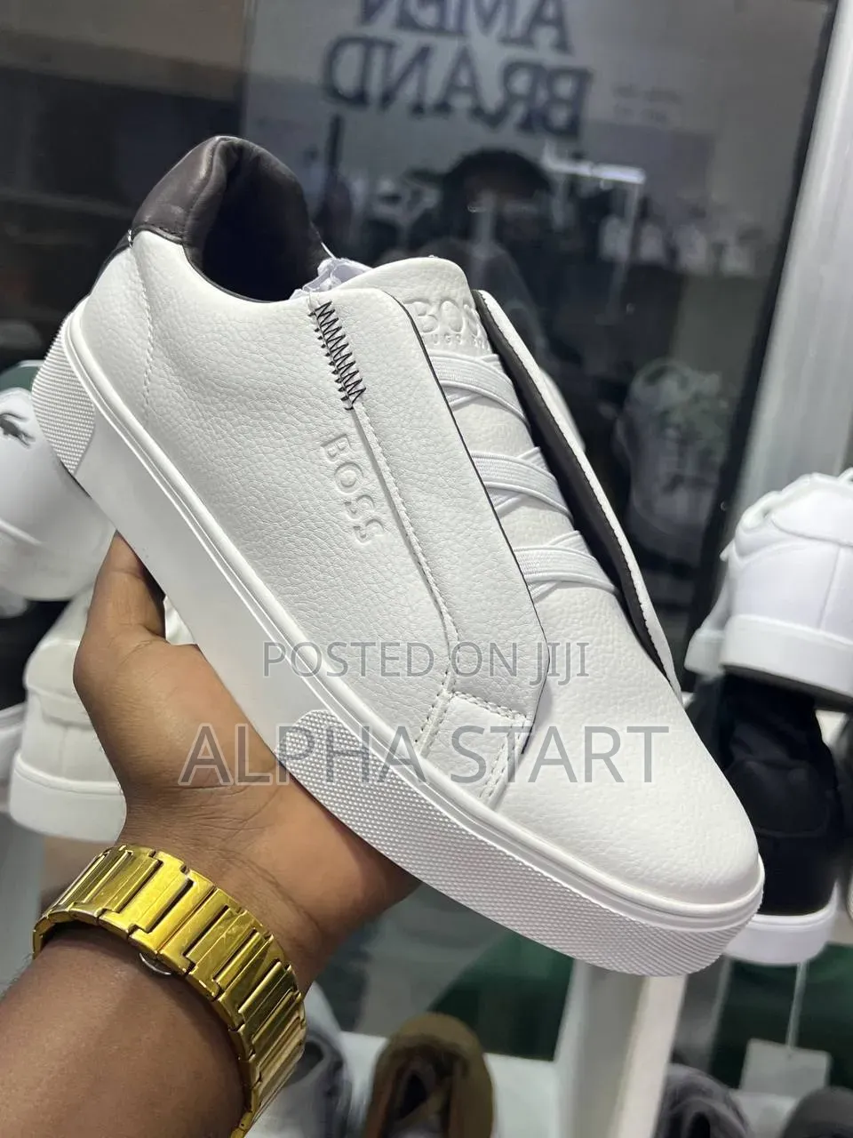Boss Uig White High Master Quality Smooth Flat Lather Shoes for Man's