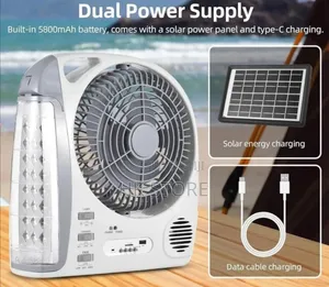 6 in 1 Rechargeable Fan With Led Lamp