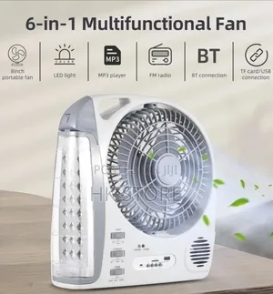 6 in 1 Rechargeable Fan With Led Lamp