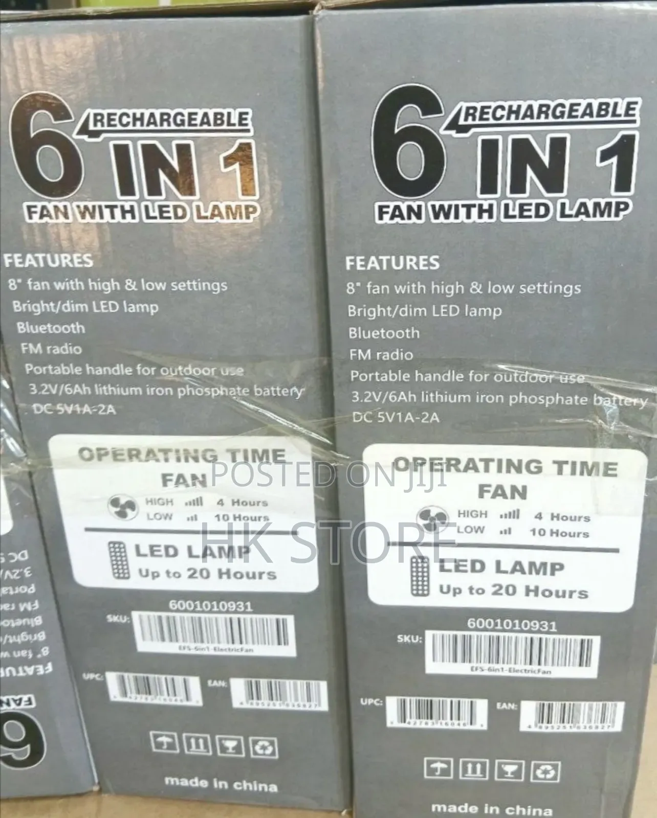 6 in 1 Rechargeable Fan With Led Lamp