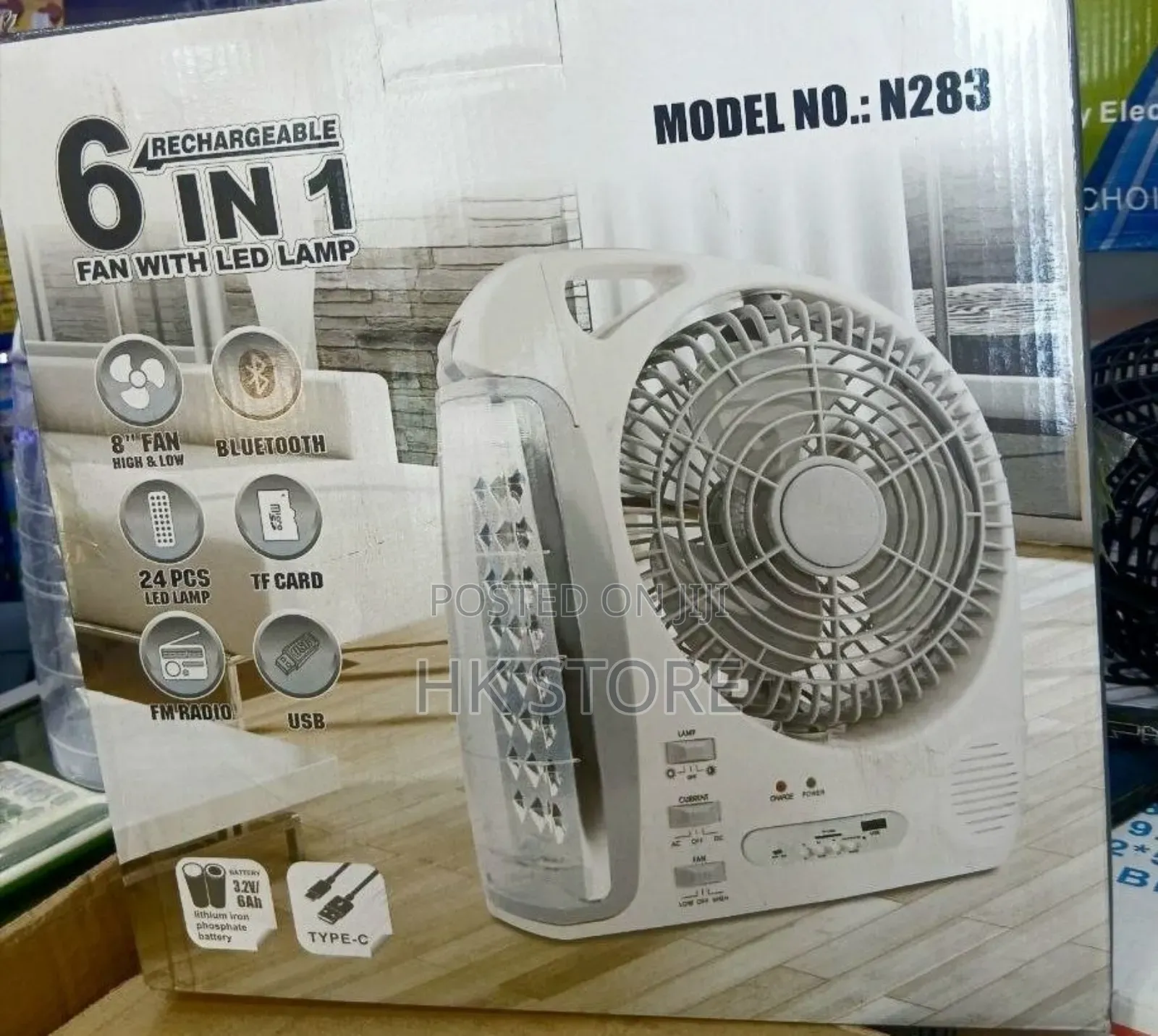 6 in 1 Rechargeable Fan With Led Lamp