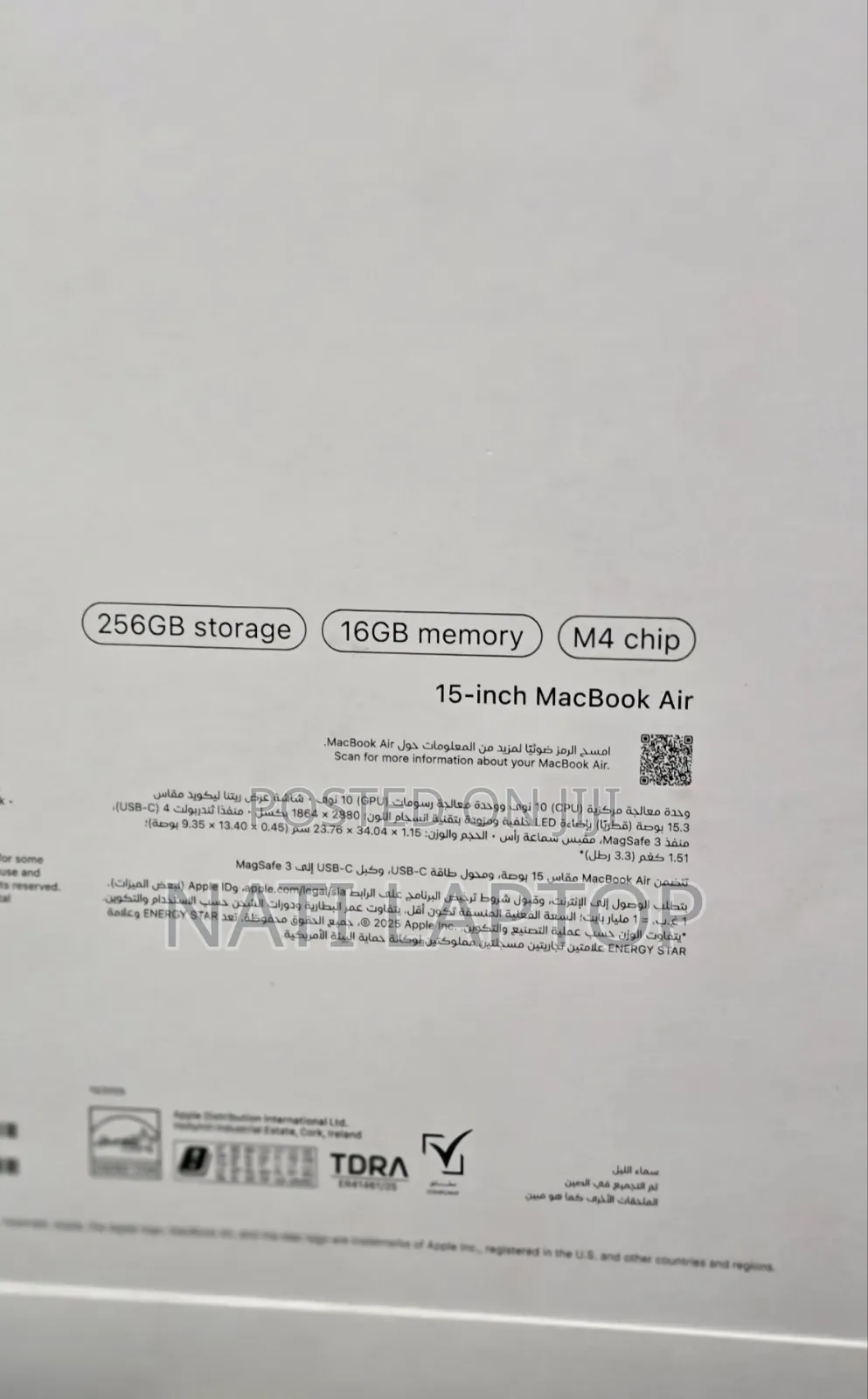 New Laptop Apple MacBook Air 2025 M4 16GB Apple M4 SSD 256GB