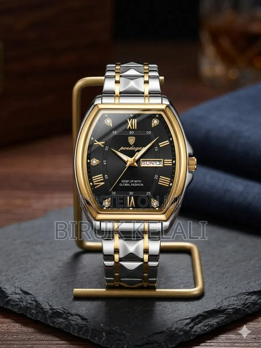 Poedagar 958 Luxury Quartz Wristwatch Featuring a Two-Tone Stainless