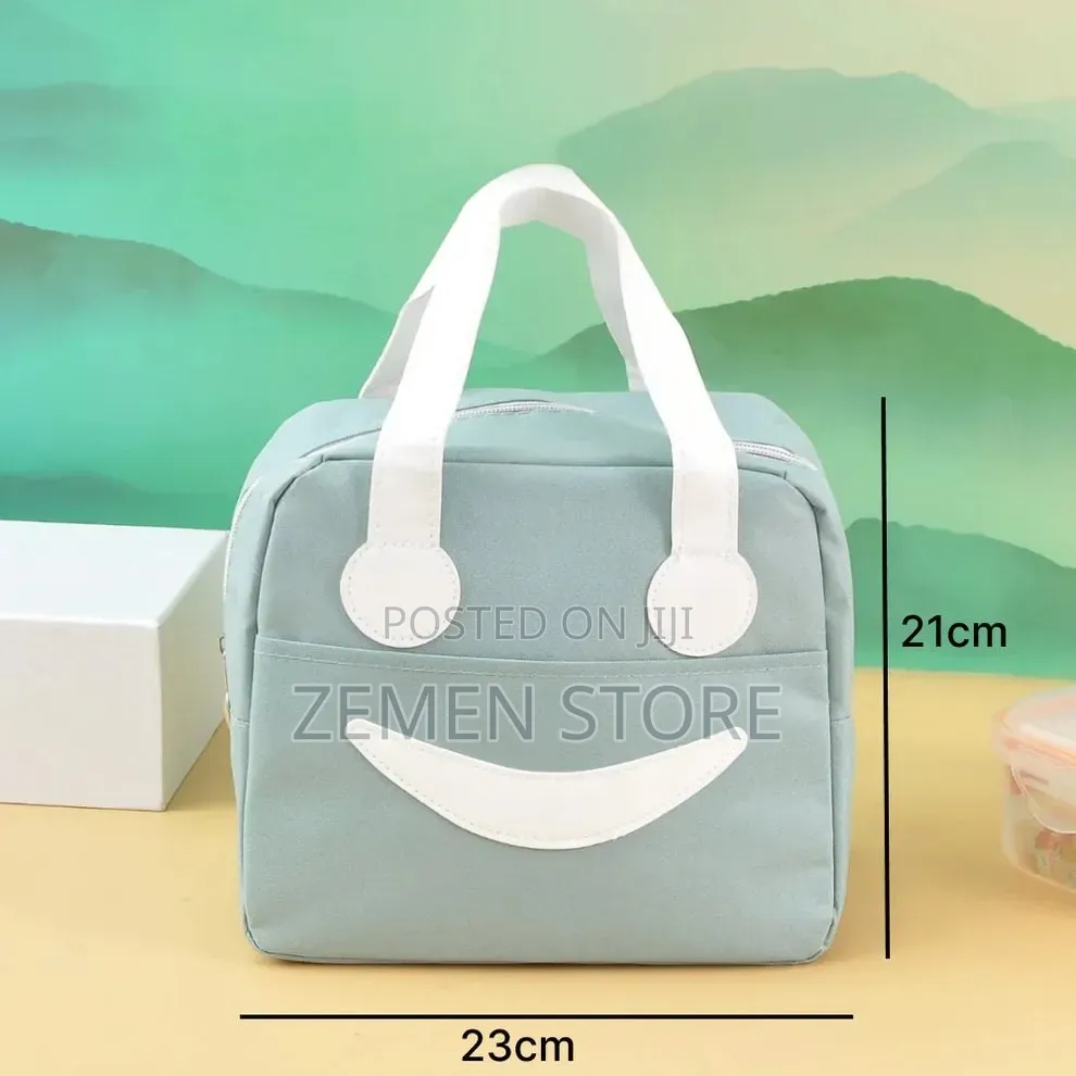 Cute Smiley Face Insulated Lunch Box Bag ማራኪ የምሳ ዕቃ መያዣ ቦርሳ