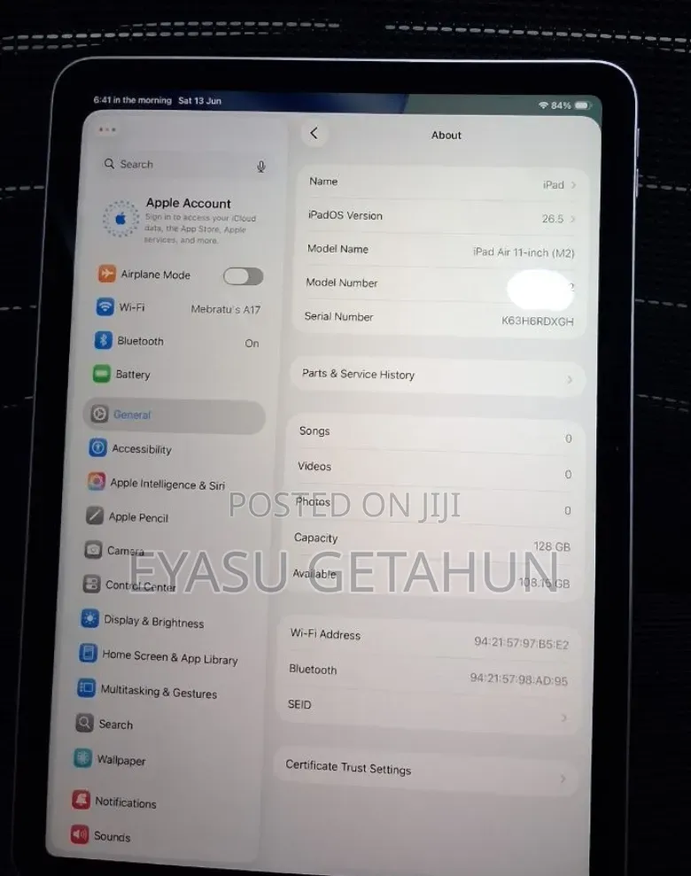 New Apple iPad Air 11 (2024) 128 GB Silver