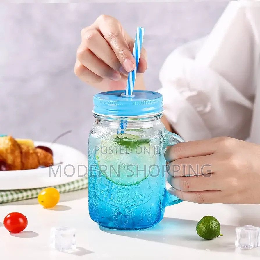 Fashionable Vintage Mason Glass Drinking Jar With Straw