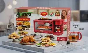 Avinas (Model: Av-16l) የተባለ ባለ 3-በ-1 ቁርስ ማዘጋጃ ማሽን ነው። ማሽኑ የሻይ/ቡና ማፍያ፣