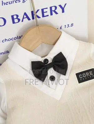 2pcs Baby Boy Gentleman Style Knit Shirt With Bowknot and Pants Set