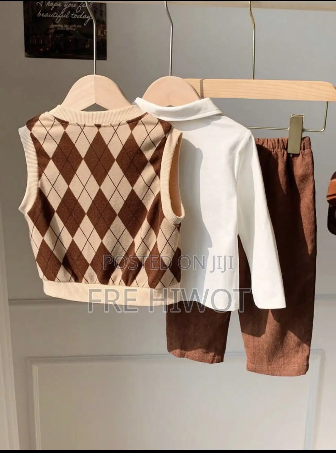 3pcs/Set Baby Boy White Long Sleeve Shirt,Plaid Vest Corduroy Pants