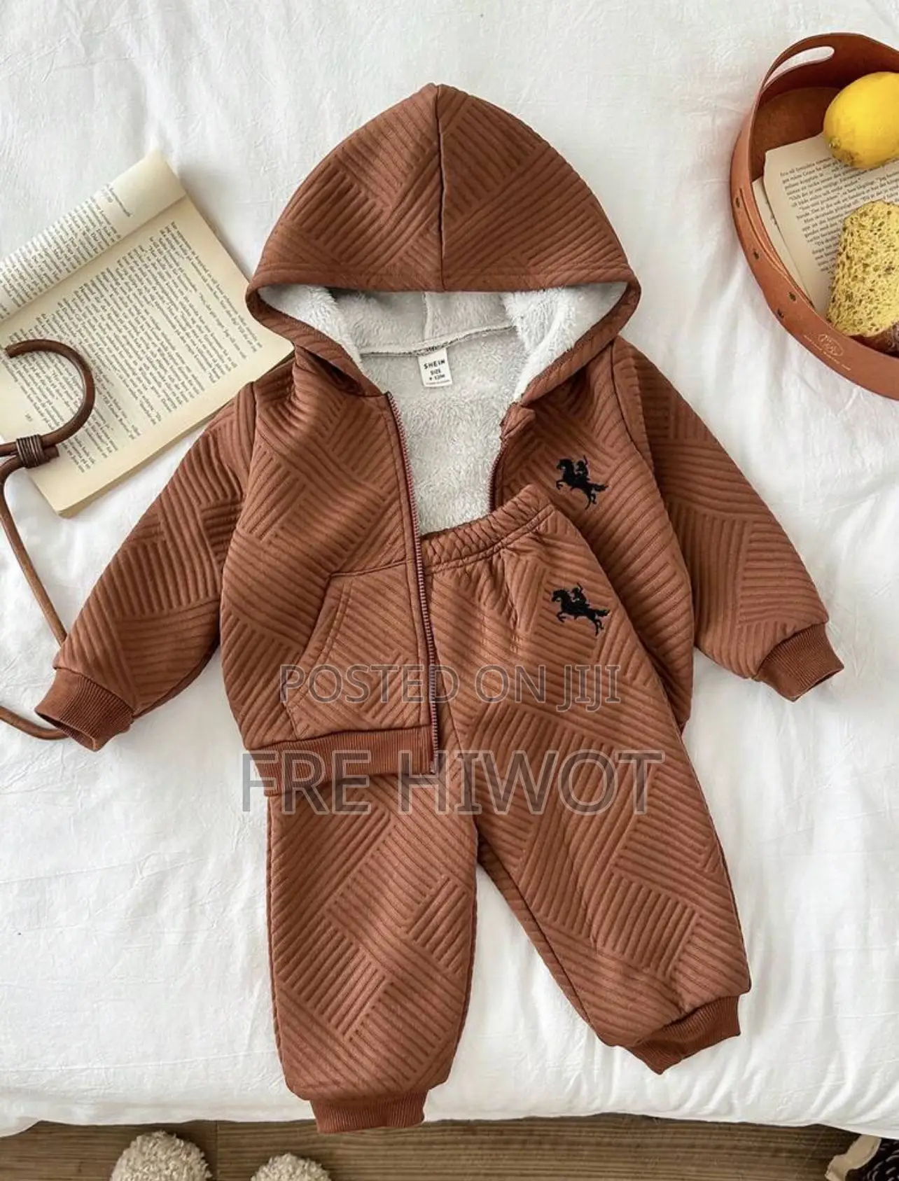 2pcs Baby Boy Knitted Embroidered Hoodie Jacket and Pants Set