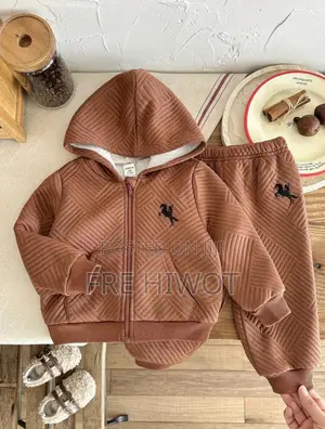 2pcs Baby Boy Knitted Embroidered Hoodie Jacket and Pants Set