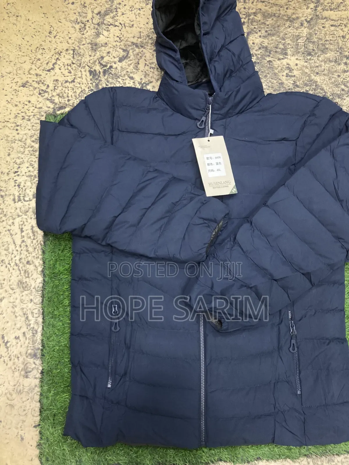 Husenlang Navy Puffer Jacket:
