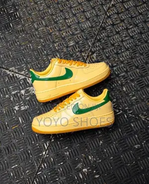 Nike Air Force 1 Low Qs "Topaz Gold" Glossy Yellow Upper / Pine Green