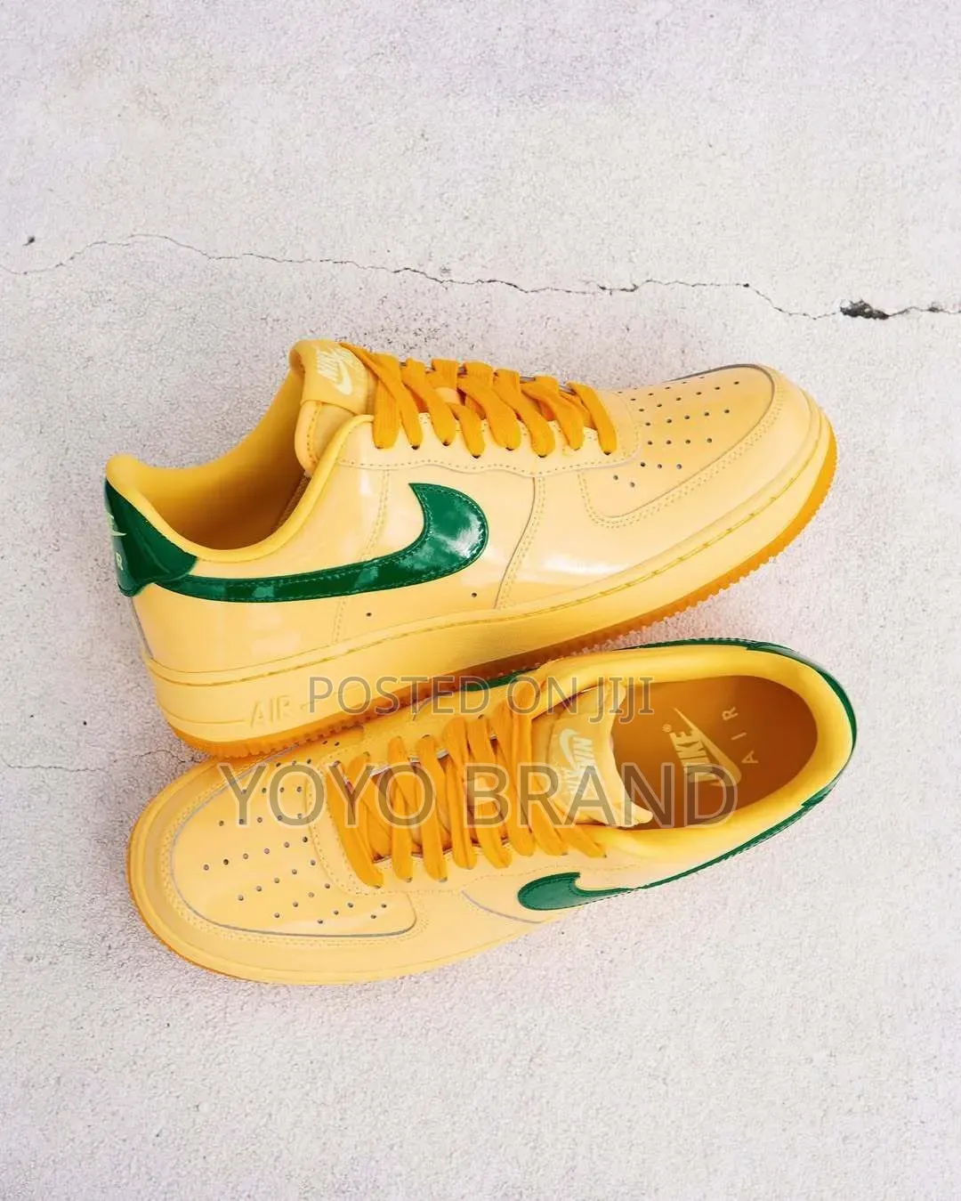 Nike Air Force 1 Low Qs "Topaz Gold" Glossy Yellow Upper / Pine Green