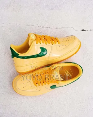 Nike Air Force 1 Low Qs "Topaz Gold" Glossy Yellow Upper / Pine Green