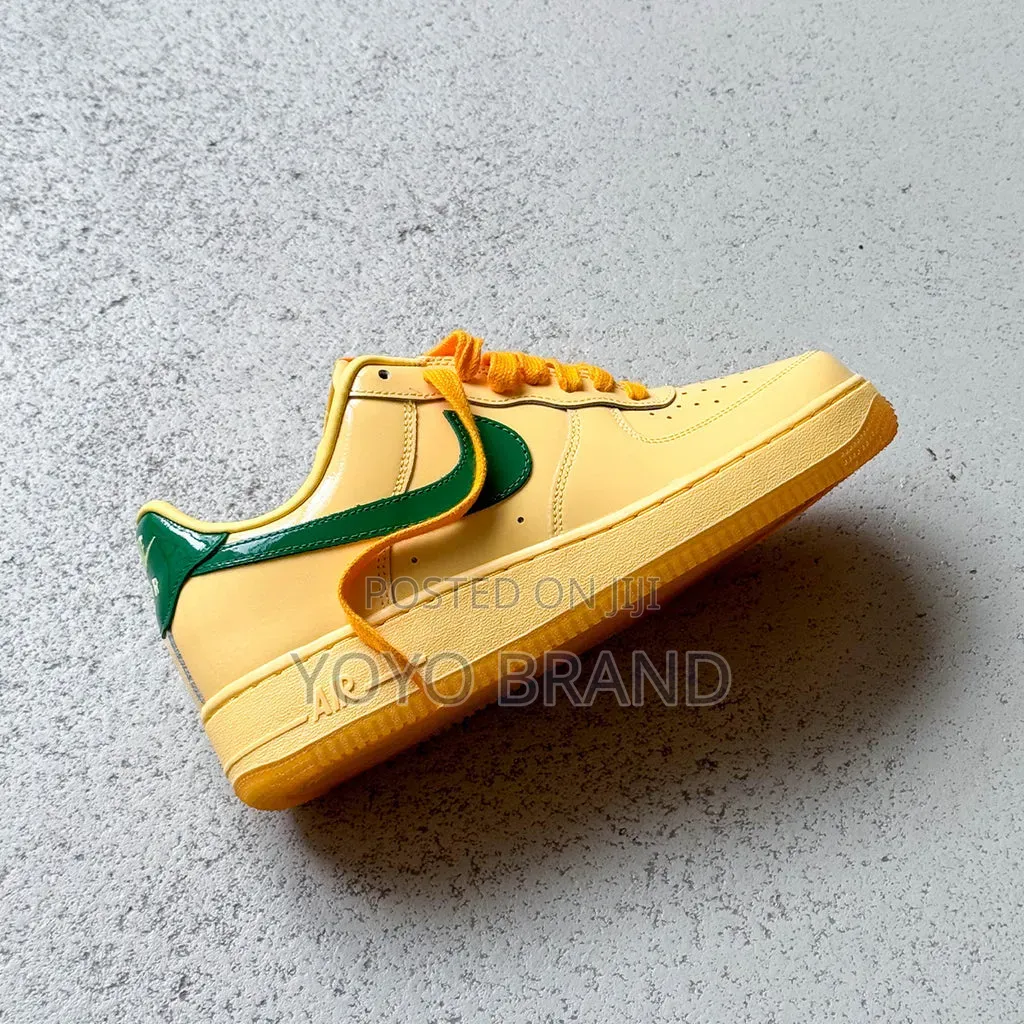 Nike Air Force 1 Low Qs "Topaz Gold" Glossy Yellow Upper / Pine Green