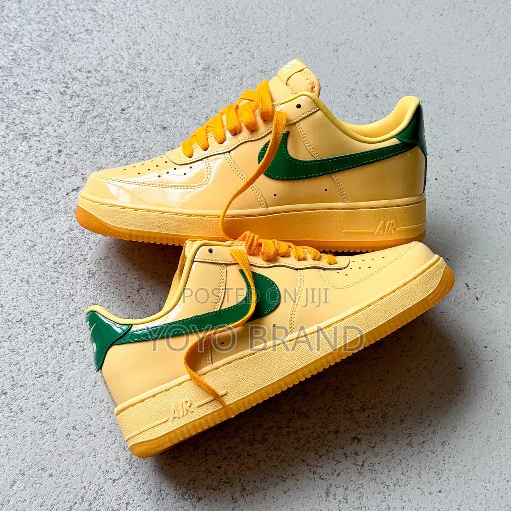 Nike Air Force 1 Low Qs "Topaz Gold" Glossy Yellow Upper / Pine Green