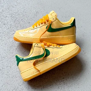 Nike Air Force 1 Low Qs "Topaz Gold" Glossy Yellow Upper / Pine Green