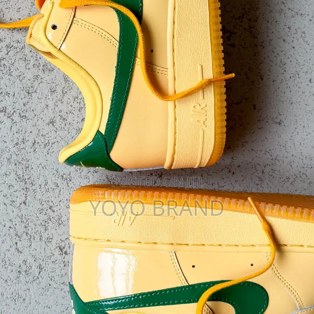 Nike Air Force 1 Low Qs "Topaz Gold" Glossy Yellow Upper / Pine Green