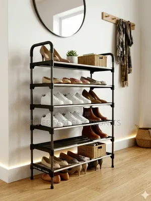 Pipe Shoe Rack With Handrail – Space-Saving Shoe Organizer የጫማ ማስቀመጫ