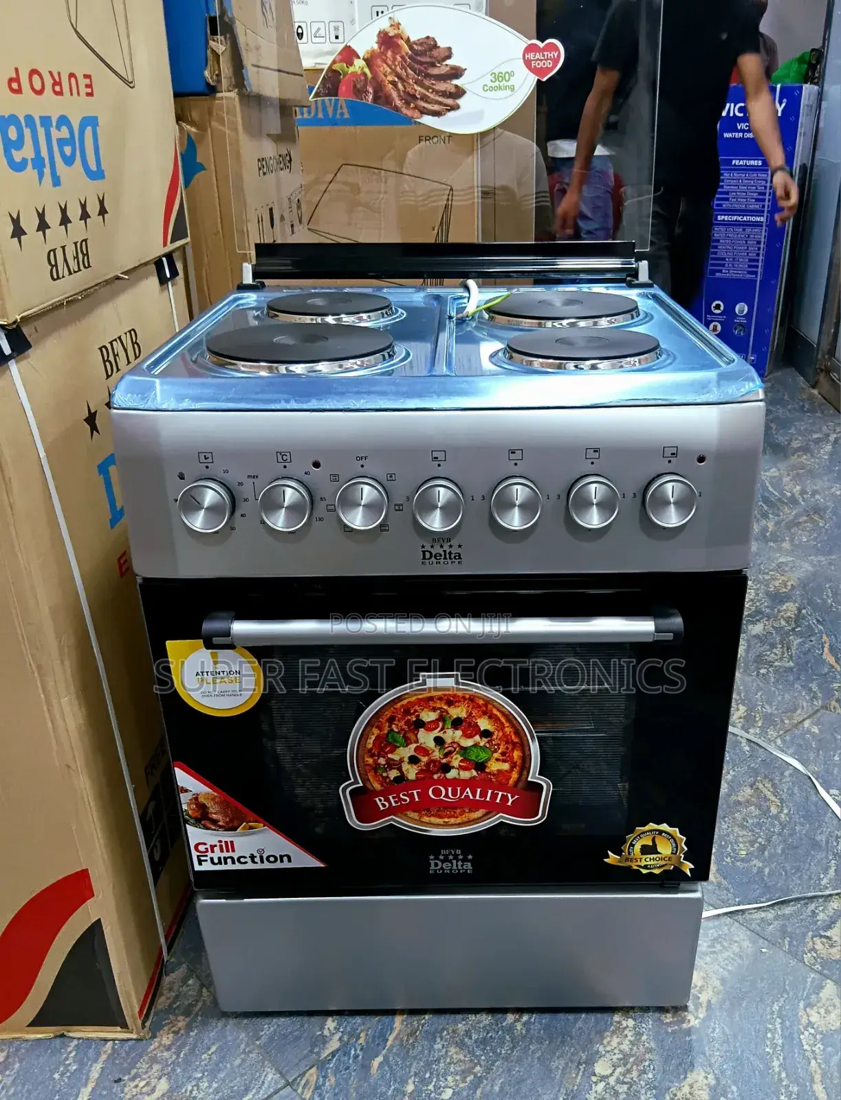 Delta Oven Free Standing Cooker –4 Hot Plates Stainless Steel Finish