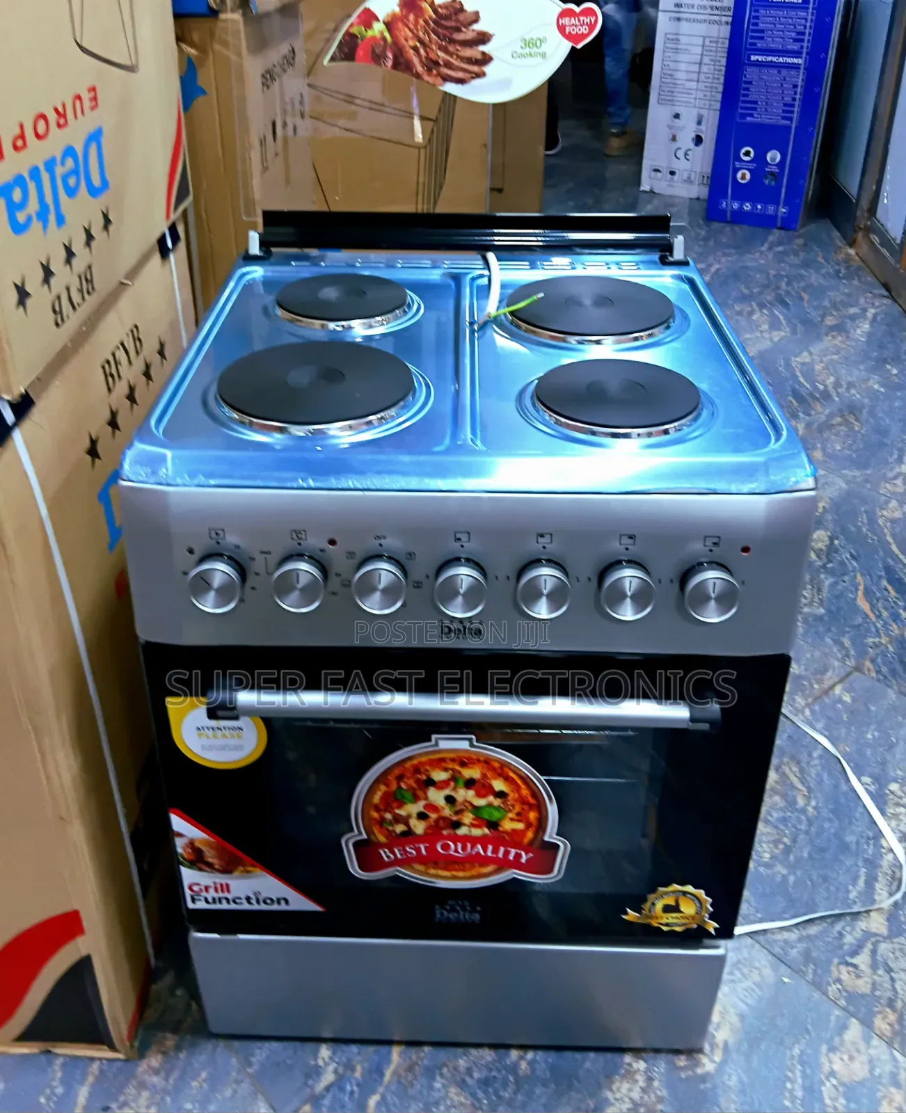 Delta Oven Free Standing Cooker –4 Hot Plates Stainless Steel Finish