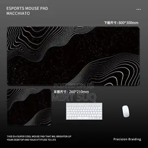 Black Wave Long Table 80cm X30 Cm Mouse Pad – Glow Fiber Non-Slip Base