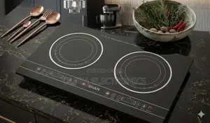 Roshan Dual Induction Cooktop Features a Sleek Black Glass Surface And